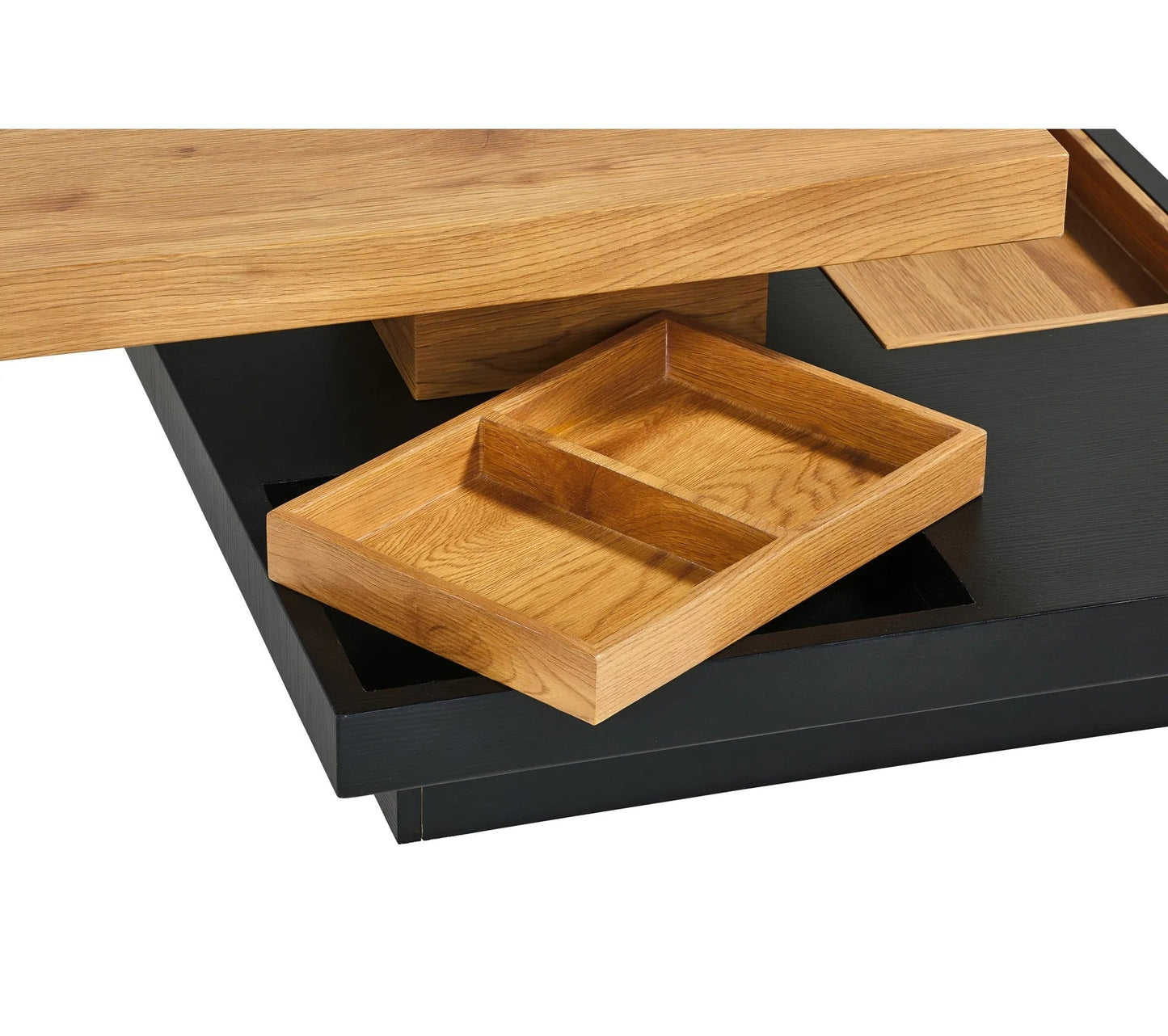 Couchtisch mit drehbarer Platte TURN, Eichenimitat und Schwarz