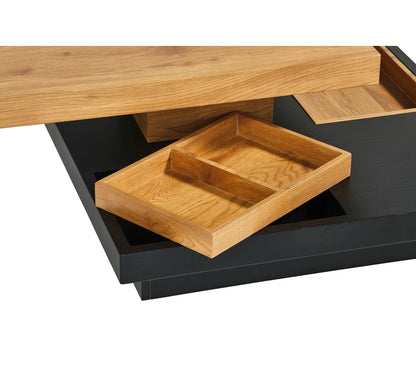 Couchtisch mit drehbarer Platte TURN, Eichenimitat und Schwarz