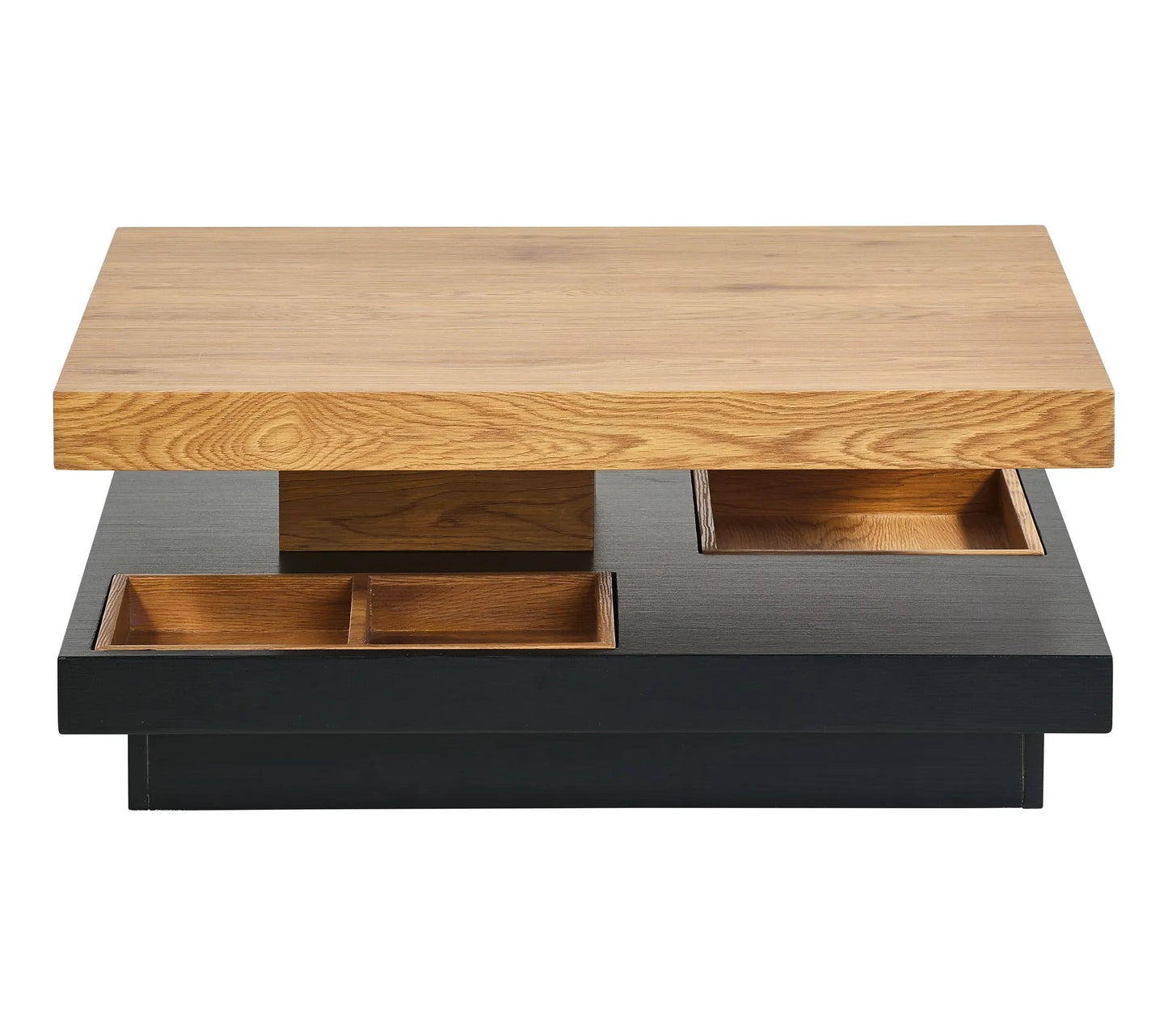 Couchtisch mit drehbarer Platte TURN, Eichenimitat und Schwarz