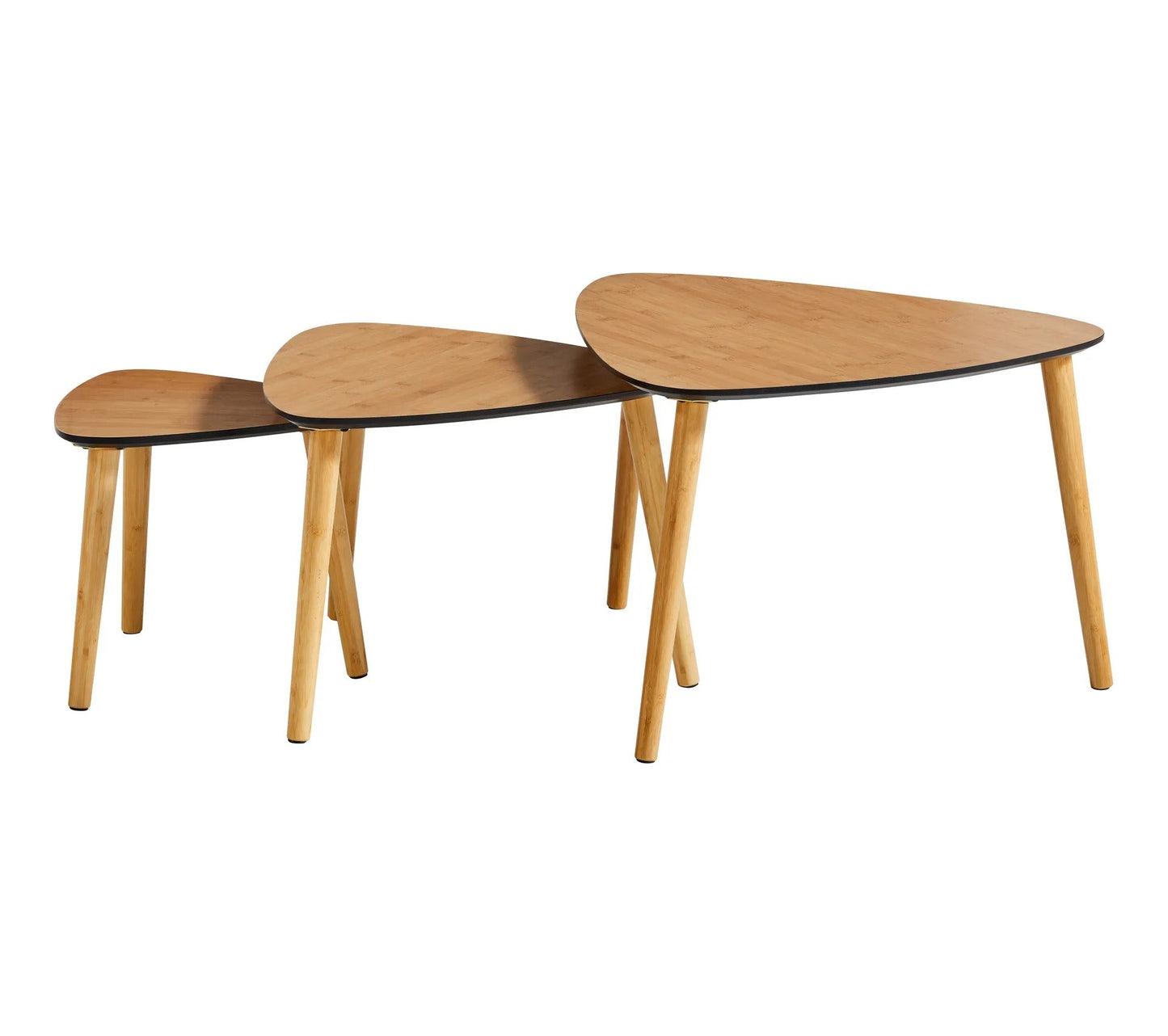 Table basse gigogne MOLLY Noir et imitation chêne