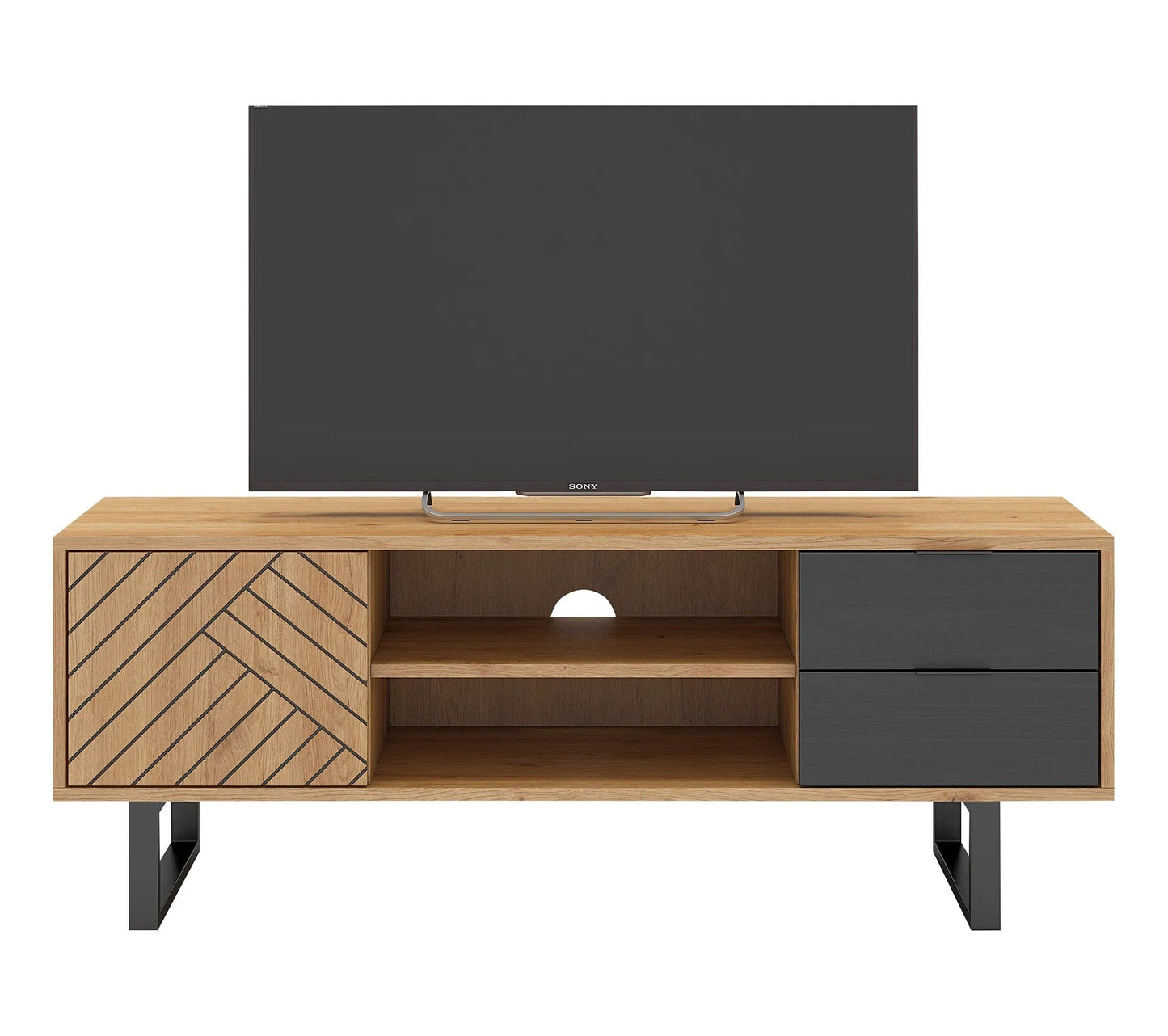 140 cm großes VANIA-TV-Möbel in Eichenoptik