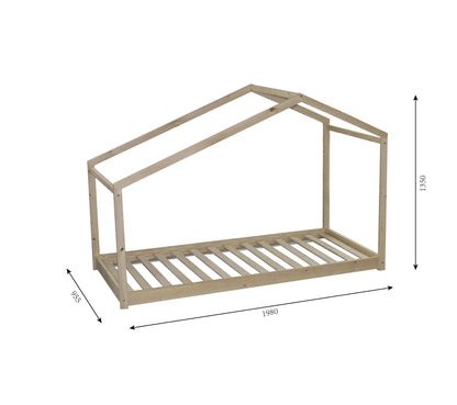 Lit cabane LILO 90x190 cm en bois naturel