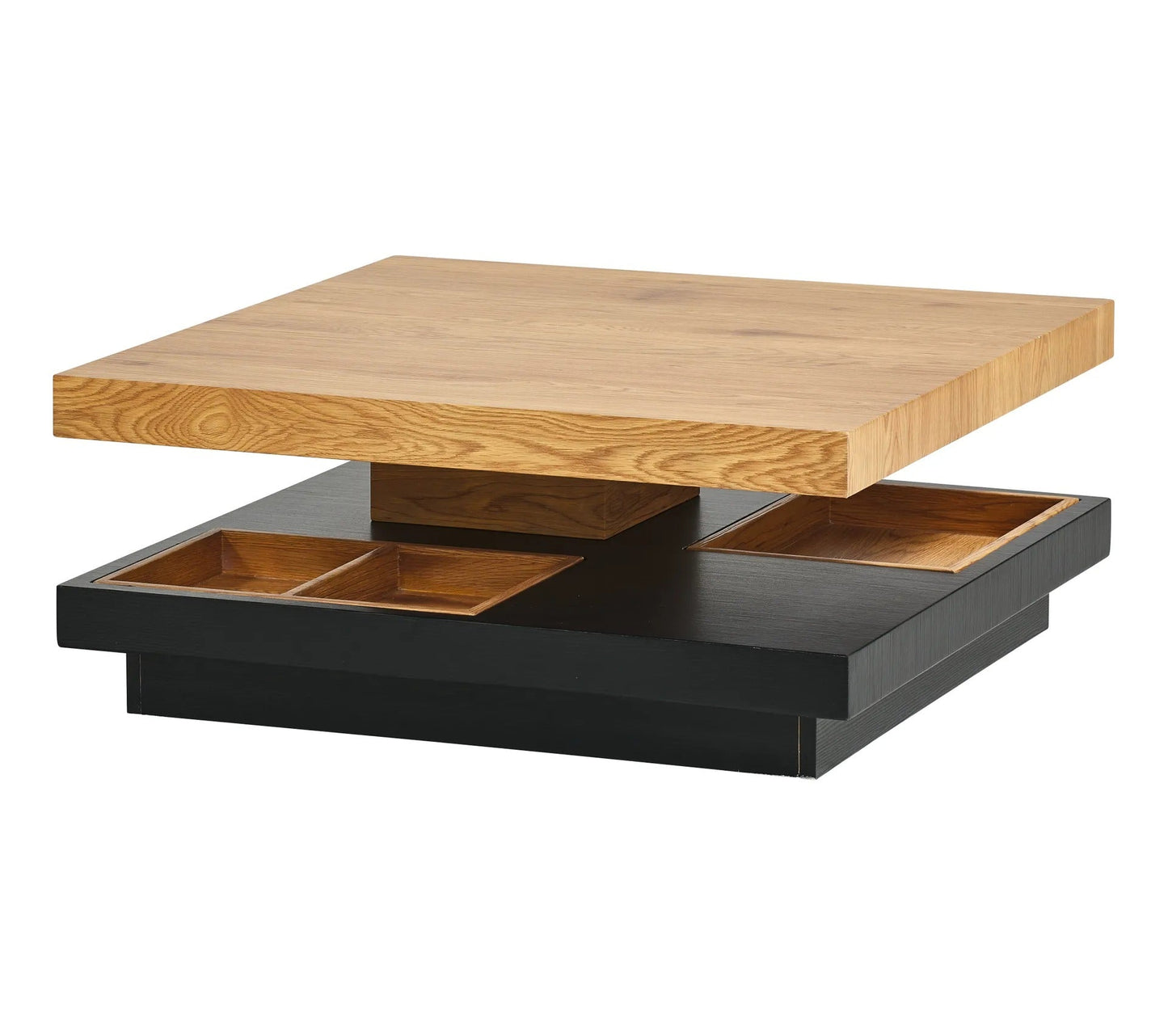 Couchtisch mit drehbarer Platte TURN, Eichenimitat und Schwarz