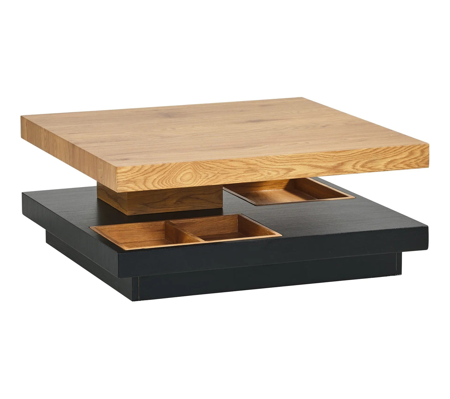 Couchtisch mit drehbarer Platte TURN, Eichenimitat und Schwarz