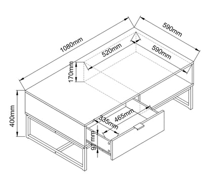 EVERGREEN 2 Couchtisch in dunkler Eiche und schwarzem Imitat
