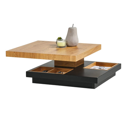 Couchtisch mit drehbarer Platte TURN, Eichenimitat und Schwarz